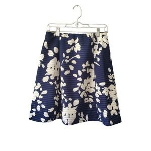 Cottagecore Women's Size S Blue White Floral A-Line Short Casual Skirt USA Made